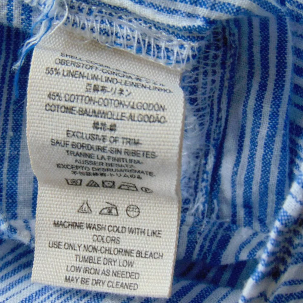 Free People Blue Striped Hello There Linen Tie Front Off Shoulder Top L - Picture 10 of 10